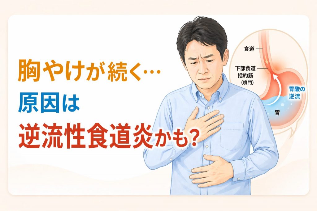 胸やけが何年も続く原因は？無痛胃カメラで診断した逆流性食道炎の実例